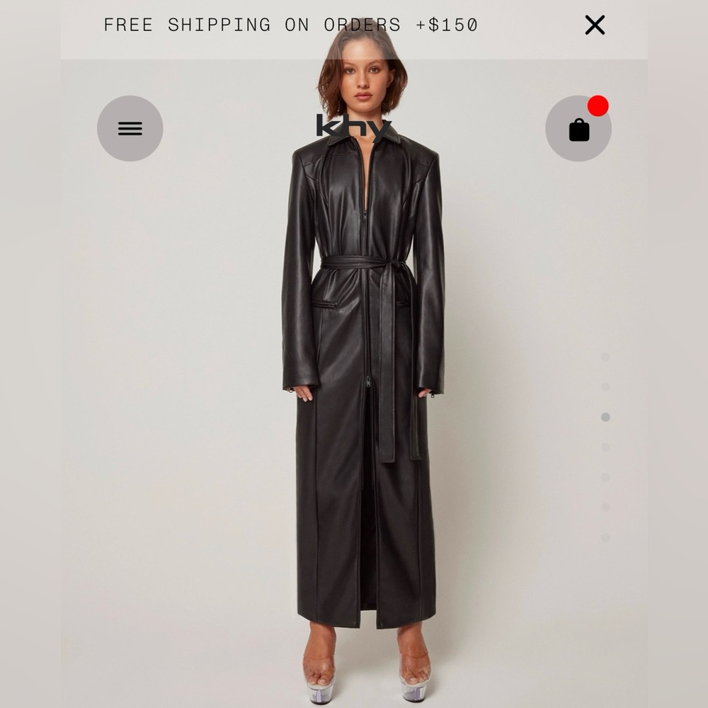 KHY Faux Leather Collared Coat (NWT)